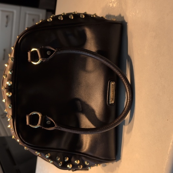 Steve Madden Handbags - Steve Madden Dark Brown Satchel with Gold Studs